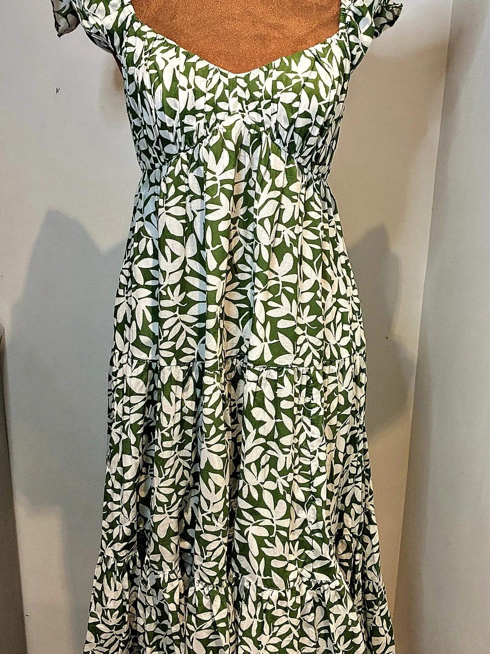 Abercrombie & Fitch Floral Maxi Dress Green & White Small